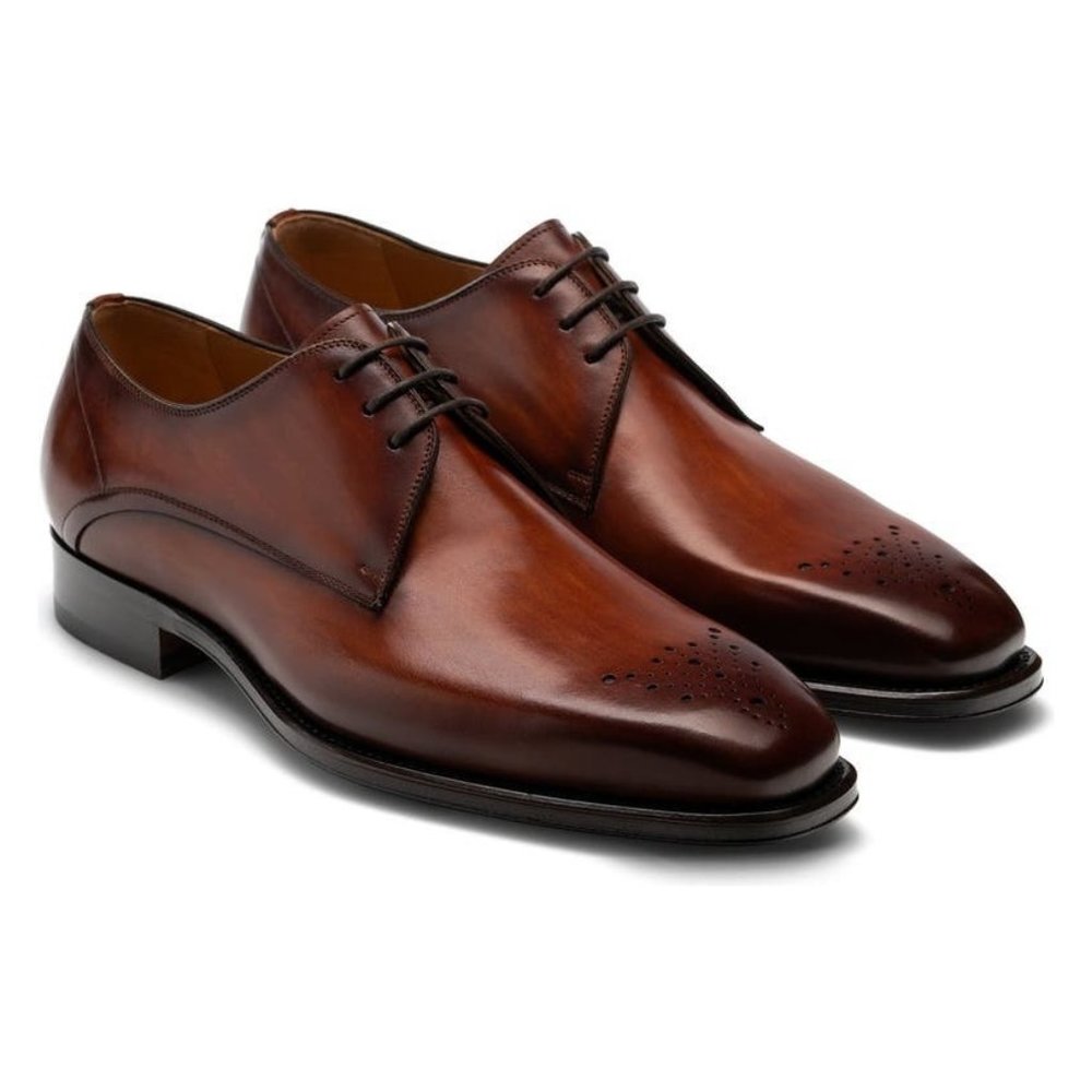 Magnanni Mens EUC Brown Leather Lace Up Merrion Medallion Toe Derby Shoes Size 7